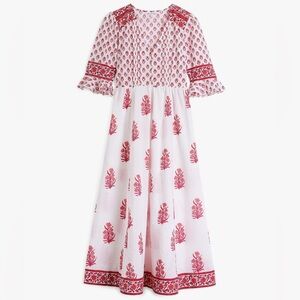 Elegant Red and White Midi Dress